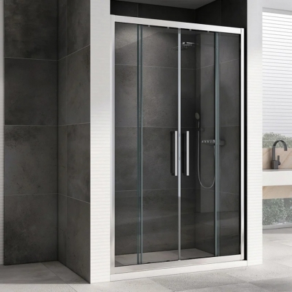 Душевая дверь в нишу Abber Schwarzer Diamant AG33180H 180 см, профиль хром, стекло прозрачное, раздвижная