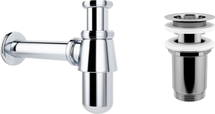 Сифон для раковины Wellsee Drainage System 182103004 с выпуском с переливом, хром