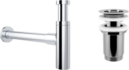 Сифон для раковины Wellsee Drainage System 182119004 с выпуском с переливом, хром