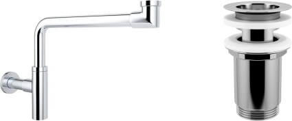 Сифон для раковины Wellsee Drainage System 182124004 с выпуском с переливом, хром
