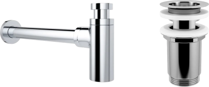 Сифон для раковины Wellsee Drainage System 182104004 с выпуском с переливом, хром
