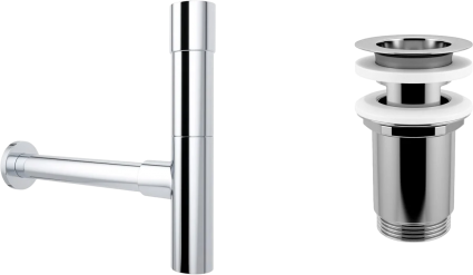 Сифон для раковины Wellsee Drainage System 182114004 с выпуском с переливом, хром