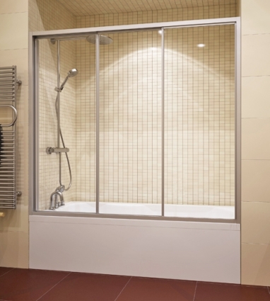 Шторка на ванну GuteWetter Practic Part GV-403 153-157 см стекло бесцветное, профиль матовый хром, раздвижная