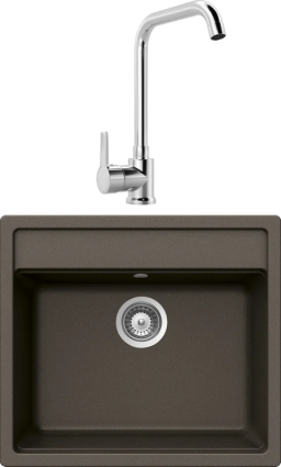 Комплект Мойка Schock Vero 60 (N-100) Cristadur бронза + Смеситель MEGA Ege MG-PL10 хром матовая, прямоугольная