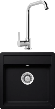 Комплект Мойка Schock Vero 50 Cristadur пуро + Смеситель MEGA Ege MG-PL10 хром матовая, прямоугольная