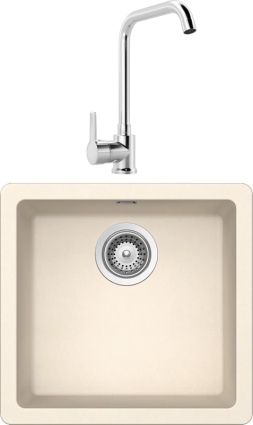 Комплект Мойка Schock Soho 50 (N-100S) Cristadur магнолия + Смеситель MEGA Ege MG-PL10 хром матовая, прямоугольная