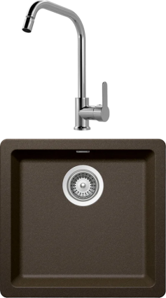Комплект Мойка Schock Soho 50 (N-100S) Cristadur бронза + Смеситель MEGA City MG- ZRV104 хром матовая, прямоугольная