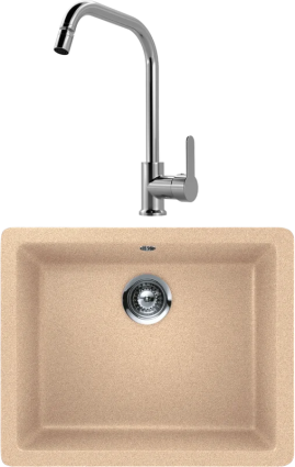 Комплект Мойка Schock Quadro 60 Cristalite лунный камень + Смеситель MEGA City MG- ZRV104 хром матовая, прямоугольная