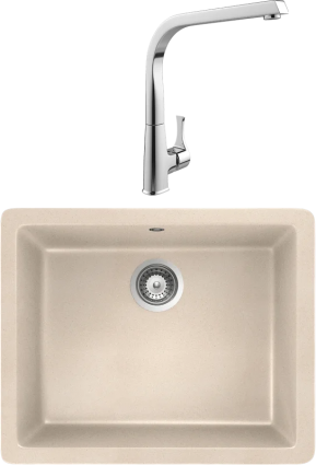 Комплект Мойка Schock Quadro 60 (N-100) Cristalite эверест + Смеситель MEGA Mega матовая, прямоугольная