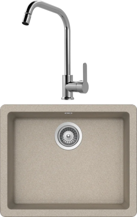 Комплект Мойка Schock Quadro 60 (N-100) Cristalite саббиа + Смеситель MEGA City MG- ZRV104 хром матовая, прямоугольная