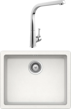 Комплект Мойка Schock Quadro 60 (N-100) Cristalite альпина + Смеситель MEGA Mega матовая, прямоугольная