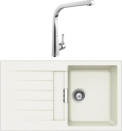 Комплект Мойка Schock Primus 45D (D-100) Cristalite альпина + Смеситель MEGA Mega матовая, прямоугольная