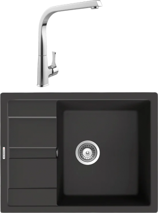 Комплект Мойка Schock Optima 50D Cristalite оникс + Смеситель MEGA Mega матовая, прямоугольная