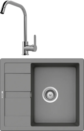 Комплект Мойка Schock Optima 45D Cristalite баварский камень + Смеситель MEGA City MG- ZRV104 хром матовая, прямоугольная