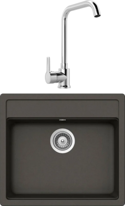 Комплект Мойка Schock Nemo 60 (N-100) Cristalite баварский камень + Смеситель MEGA Ege MG-PL10 хром матовая, прямоугольная