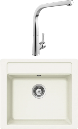 Комплект Мойка Schock Nemo 60 (N-100) Cristalite альпина + Смеситель MEGA Mega матовая, прямоугольная