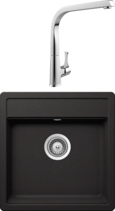 Комплект Мойка Schock Nemo 50 (N-100S) Cristalite неро + Смеситель MEGA Mega матовая, прямоугольная