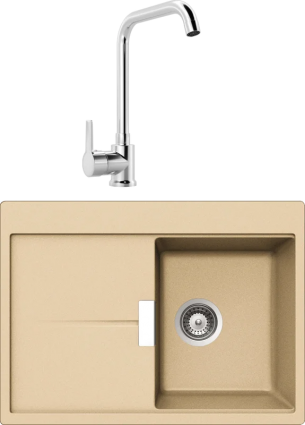 Комплект Мойка Schock Horizont 40D Small Cristadur аворио, интегрированная + Смеситель MEGA Ege MG-PL10 хром, матовая, прямоугольная