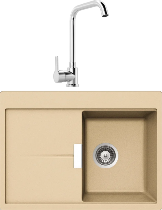 Комплект Мойка Schock Horizont 40D Small (D-100S) Cristadur аворио + Смеситель MEGA Ege MG-PL10 хром матовая, прямоугольная