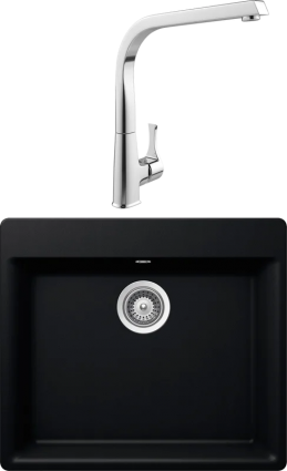 Комплект Мойка Schock Galaxy 60 (N-100) Cristadur пуро + Смеситель MEGA Mega матовая, прямоугольная