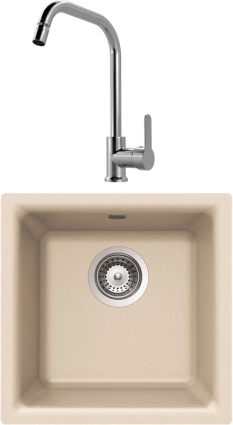 Комплект Мойка Schock Euro 40 (N-100) Cristalite эверест + Смеситель MEGA City MG- ZRV104 хром матовая, квадратная