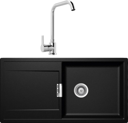 Комплект Мойка Schock Eton 60D Large Cristadur магма + Смеситель MEGA Ege MG-PL10 хром матовая, прямоугольная