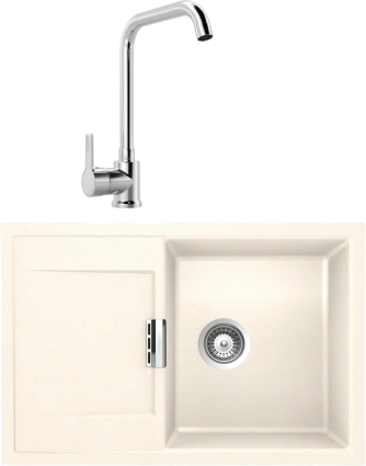 Комплект Мойка Schock Eton 50D Cristadur магнолия + Смеситель MEGA Ege MG-PL10 хром матовая, прямоугольная