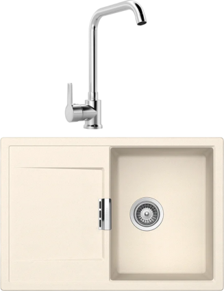 Комплект Мойка Schock Eton 45D Cristadur магнолия + Смеситель MEGA Ege MG-PL10 хром матовая, прямоугольная