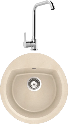 Комплект Мойка Schock Eclipse 45 Cristalite эверест + Смеситель MEGA Ege MG-PL10 хром матовая, овальная