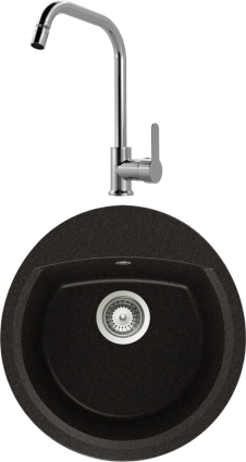 Комплект Мойка Schock Eclipse 45 Cristalite оникс + Смеситель MEGA City MG- ZRV104 хром матовая, овальная