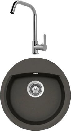 Комплект Мойка Schock Eclipse 45 Cristalite баварский камень + Смеситель MEGA City MG- ZRV104 хром матовая, овальная
