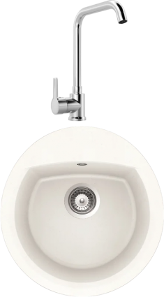 Комплект Мойка Schock Eclipse 45 Cristalite альпина + Смеситель MEGA Ege MG-PL10 хром матовая, овальная