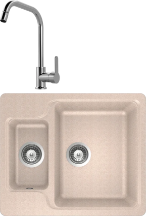 Комплект Мойка Schock Cambridge 60 Cristalite саббиа + Смеситель MEGA City MG- ZRV104 хром матовая, прямоугольная