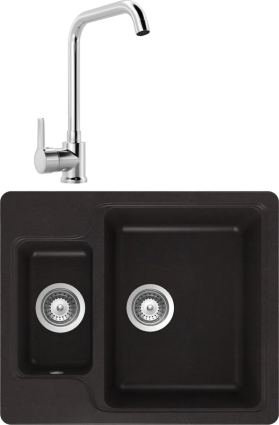 Комплект Мойка Schock Cambridge 60 Cristalite оникс + Смеситель MEGA Ege MG-PL10 хром матовая, прямоугольная
