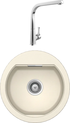 Комплект Мойка Schock Calypso 45 Cristadur магнолия + Смеситель MEGA Mega матовая, овальная