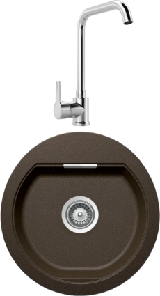 Комплект Мойка Schock Calypso 45 Cristadur бронза + Смеситель MEGA Ege MG-PL10 хром матовая, овальная