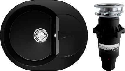 Комплект Мойка Polygran Atol 854826 космос + Измельчитель Bone Crusher BC 810-SL Slim Line матовая, овальная