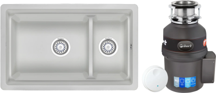 Комплект Мойка Granula Kitchen Space 7304U, арктик + Измельчитель Bort Titan 9000, матовая, прямоугольная