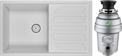 Комплект Мойка Granula 8601, арктик + Измельчитель Zorg Inox D, матовая, прямоугольная