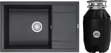 Комплект Мойка Granula 7805, черный + Измельчитель Bone Crusher BC 810-AS, матовая, прямоугольная