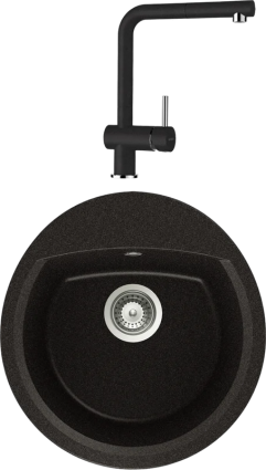 Комплект Мойка Schock Eclipse 45 Cristalite оникс + Смеситель Cristalite Epos-D выдвижной излив, оникс, матовая, овальная