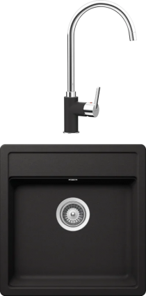 Комплект Мойка Schock Nemo 50 (N-100S) Cristalite неро + Смеситель Cristalite Simi неро матовая, прямоугольная