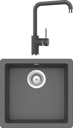 Комплект Мойка Schock Quadro 50 Cristalite баварский камень + Смеситель Cristalite Fonos баварский камень матовая, прямоугольная