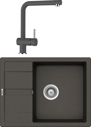 Комплект Мойка Schock Optima 50D Cristalite баварский камень + Смеситель Cristalite Epos баварский камень матовая, прямоугольная