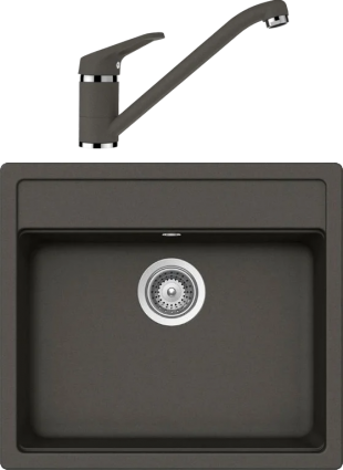Комплект Мойка Schock Nemo 60 (N-100) Cristalite баварский камень + Смеситель Cristalite Cosmo баварский камень матовая, прямоугольная