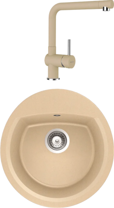 Комплект Мойка Schock Eclipse 45 Cristalite лунный камень + Смеситель Cristalite Pia лунный камень матовая, овальная