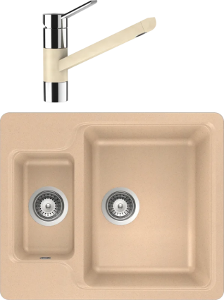 Комплект Мойка Schock Cambridge 60 Cristalite лунный камень + Смеситель Cristalite Hermera лунный камень матовая, прямоугольная