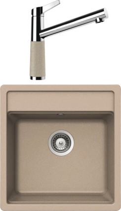 Комплект Мойка Schock Nemo 50 (N-100S) Cristalite саббиа + Смеситель Cristalite SC-510 саббиа матовая, прямоугольная