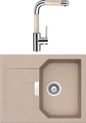 Комплект Мойка Schock Manhattan 40D Cristalite саббиа + Смеситель Cristalite SC-300 саббиа матовая, прямоугольная