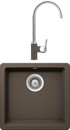 Комплект Мойка Schock Quadro 700513U 50 Cristalite мокка + Смеситель Cristalite Simi мокка матовая, прямоугольная